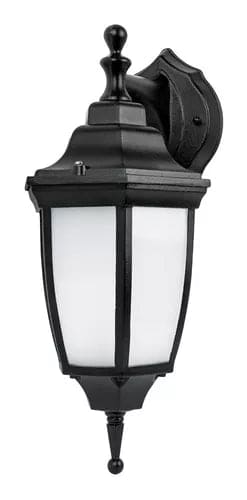 VOLTECH WALL LANTERN LED, 340 lumen, 8w Powered, Black Aluminum Frame, White Frosted Glass Lantern VOLTECH 46342 Mega