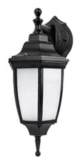 VOLTECH WALL LANTERN LED, 340 lumen, 8w Powered, Black Aluminum Frame, White Frosted Glass Lantern VOLTECH 46342 Mega