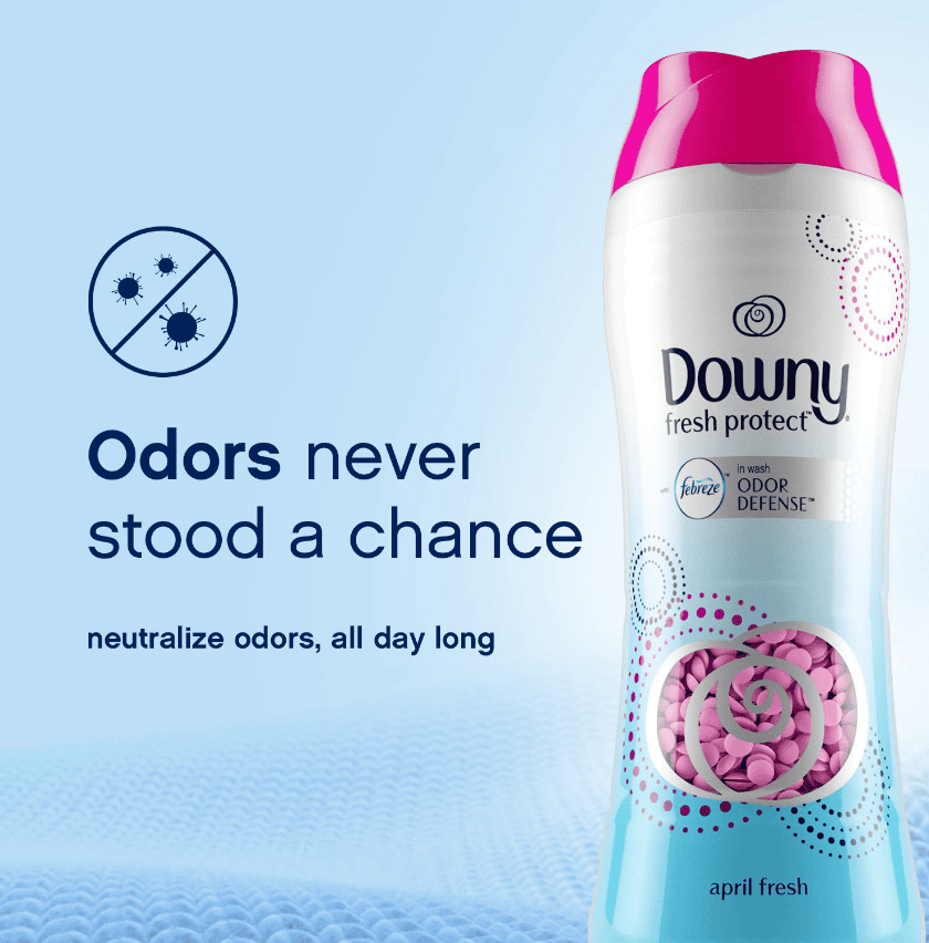 Downy Fresh Protect April Fresh Scent Booster Beads 5.5oz -Keeps you smelling great all over. Motion-activated fresheners neutralize bad odors with with a fresh scent as as you move through your day - 03077205856 Pie's Variety Store