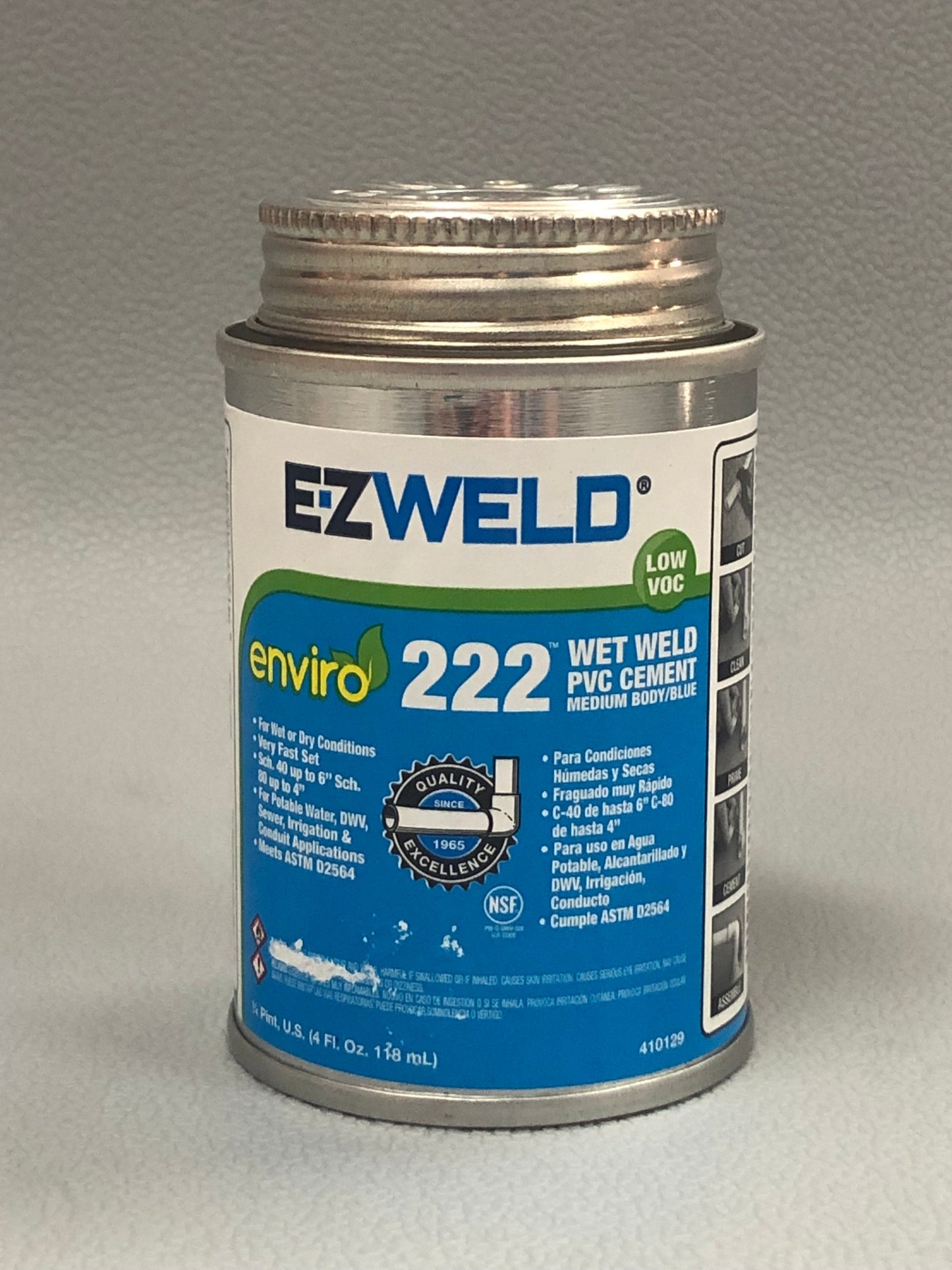 E-Z WELD - Wet Weld PVC Cement Medium Body 222 for use on pipe and fittings  237ML MEGA