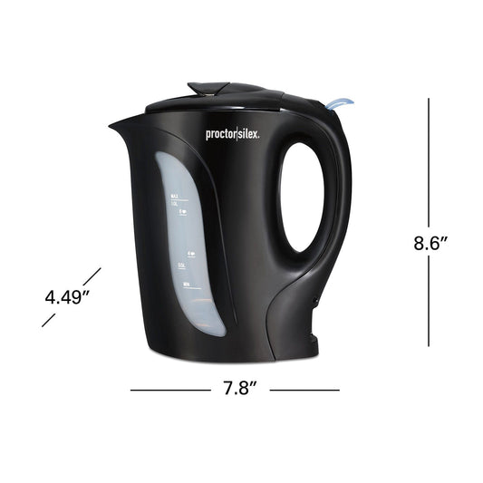 Proctor Silex Electric Tea Kettle, Water Boiler & Heater, 1L, Auto-Shutoff & Boil-Dry Protection, (Black) - K2071PS ebuystt