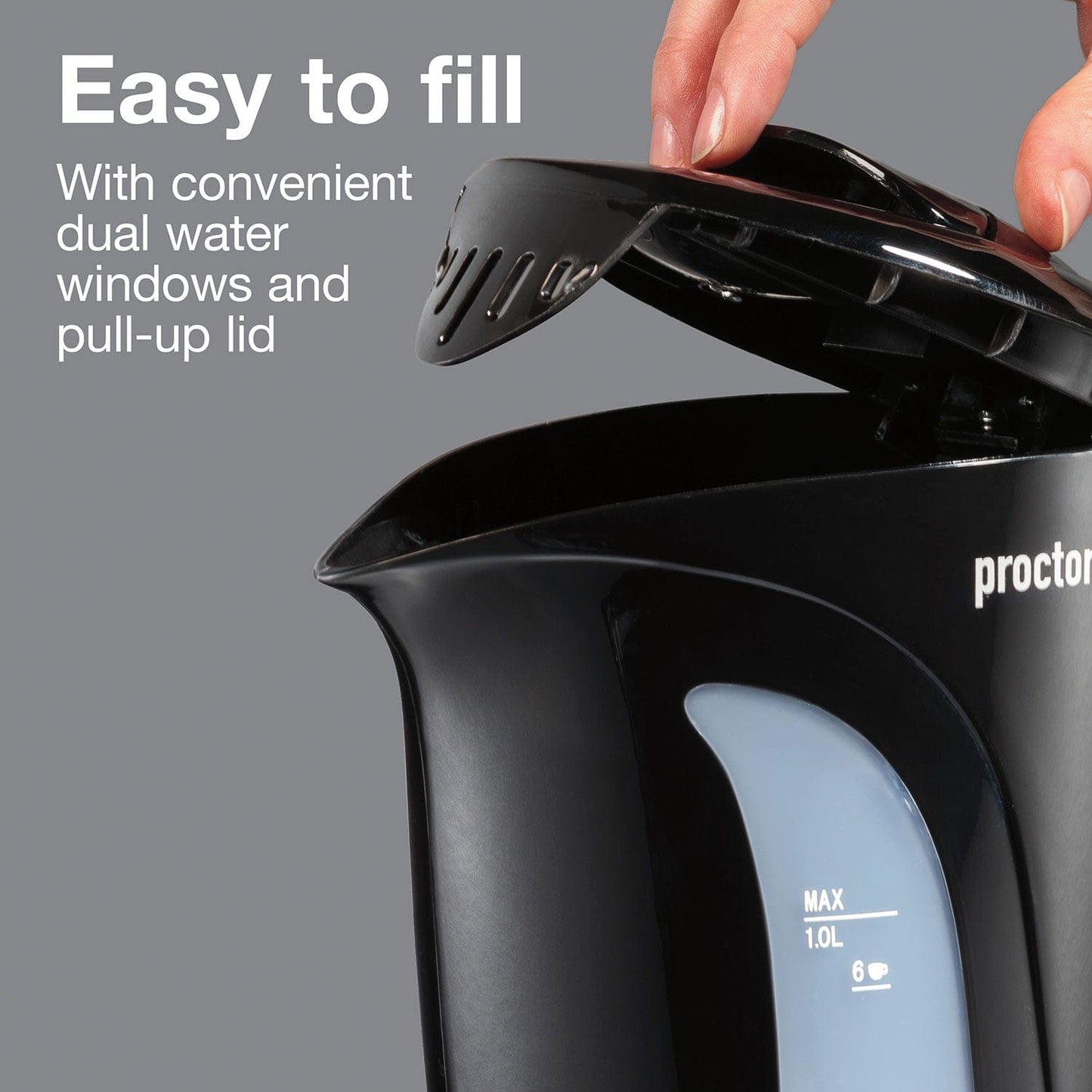 Proctor Silex Electric Tea Kettle, Water Boiler & Heater, 1L, Auto-Shutoff & Boil-Dry Protection, (Black) - K2071PS ebuystt