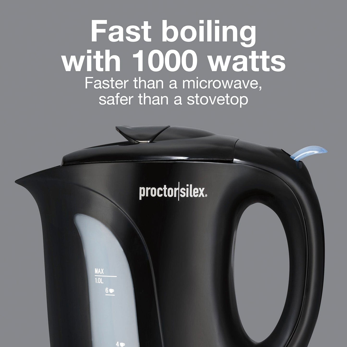 Proctor Silex Electric Tea Kettle, Water Boiler & Heater, 1L, Auto-Shutoff & Boil-Dry Protection, (Black) - K2071PS ebuystt