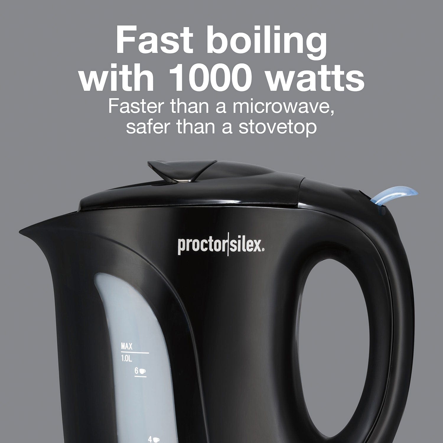 Proctor Silex Electric Tea Kettle, Water Boiler & Heater, 1L, Auto-Shutoff & Boil-Dry Protection, (Black) - K2071PS ebuystt