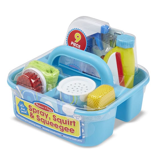 MELISSA & DOUG: Part of playing house is keeping things sparkling clean! This pretend play cleaning set lets kids spray, squirt, squeegee, scour, and scrub using either real water or their imaginations - M&D-8602