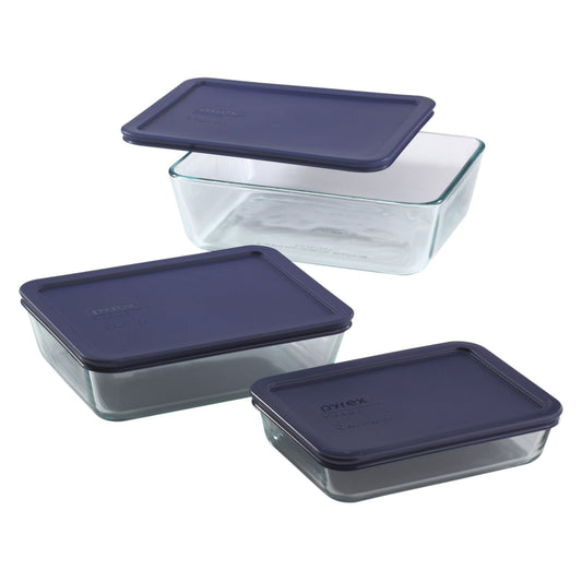 Pyrex Simply Store 6-Piece Rectangular Glass Food Storage Set - 07116004023 Pie's Variety Store