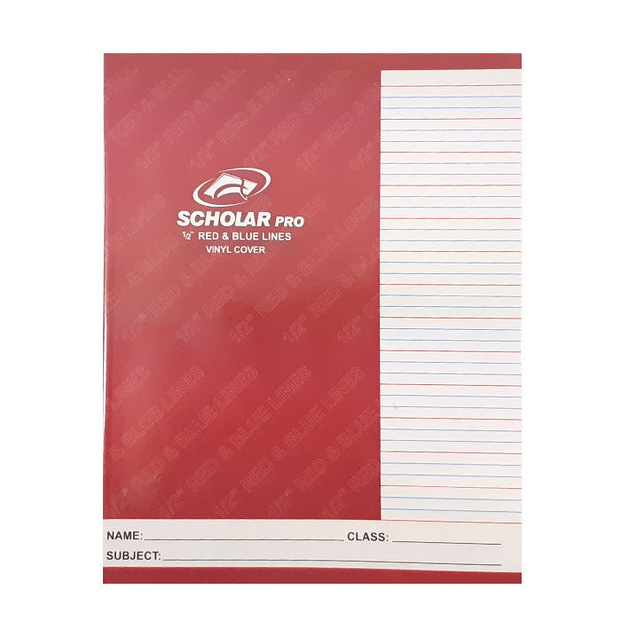 Scholar Pro Copy Book – Red and Blue Line ½″ Ruled Exercise Book - 70474100481 Pie's Variety Store