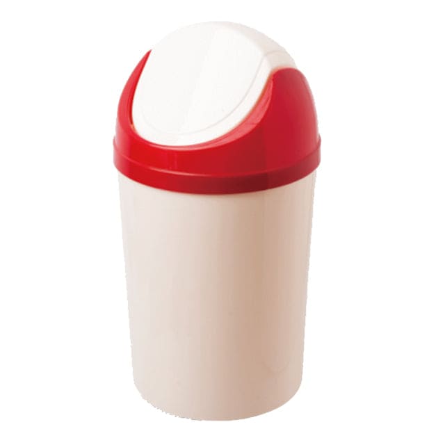 Liao, 10 Litre, Swing Lid Trash Bin, White/Red - T130012 MEGA