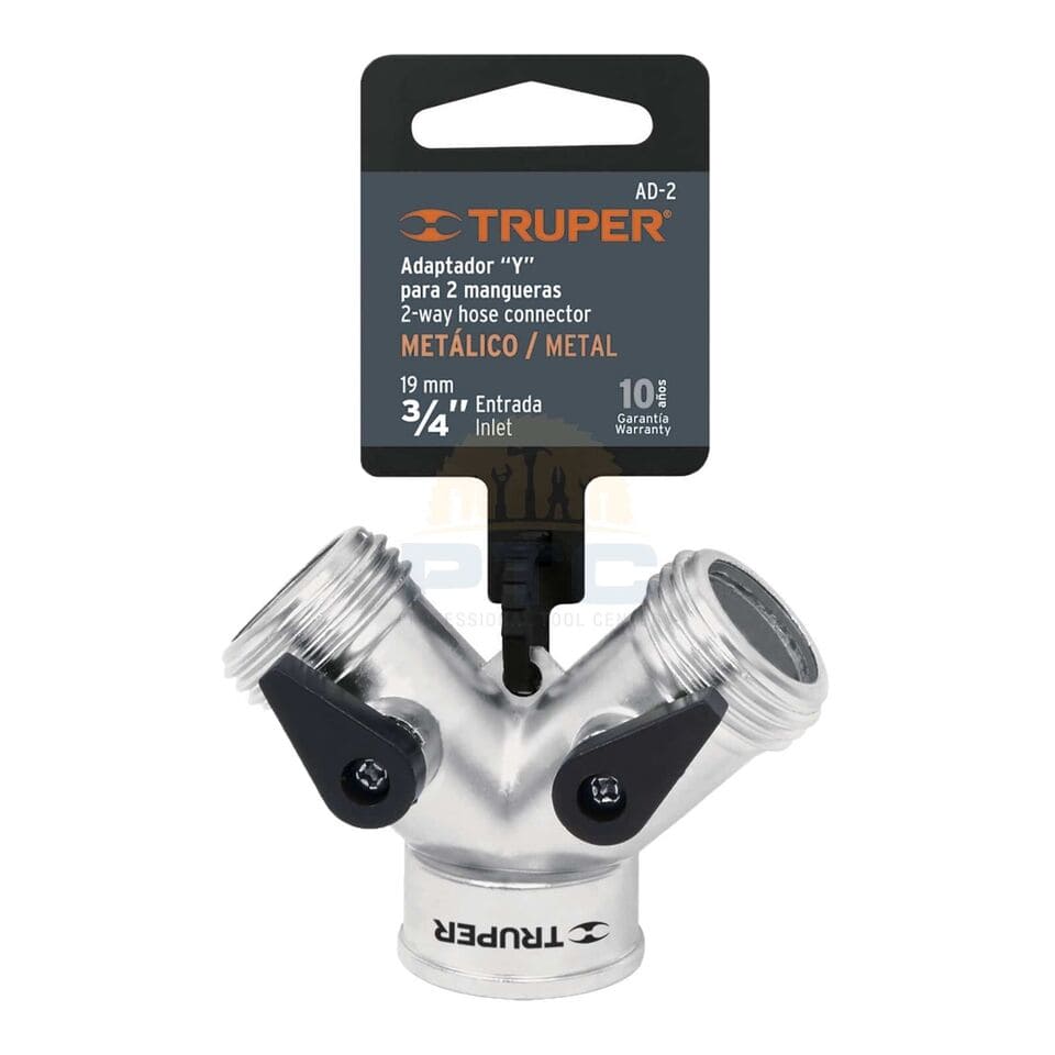 TRUPER 3/4" Metallic "Y" Connector for Hose Entrance and exit: 3/4 "(19 mm) Connection: 3/4-11.5 NH Weight: 110g - 10372 MEGA