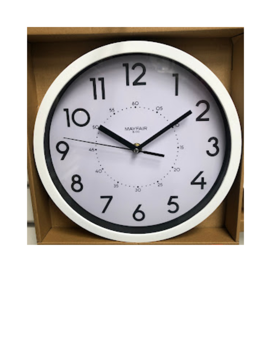 Wall Clock Analog 9.84 inches Modern Battery Operated for Bedroom Office Living Room Home Kitchen Bathroom Black/White -GW0143 Mega