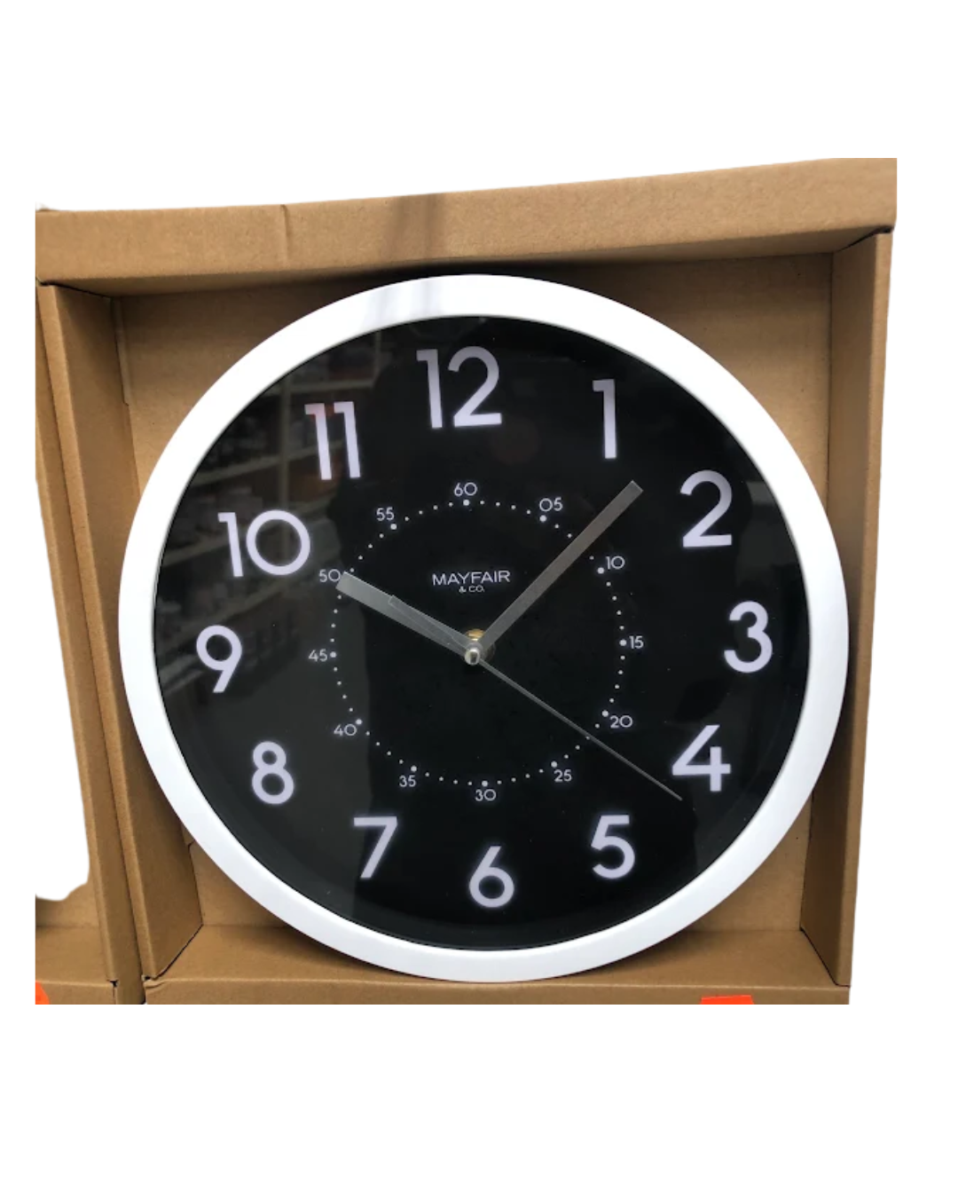 Wall Clock Analog 9.84 inches Modern Battery Operated for Bedroom Office Living Room Home Kitchen Bathroom Black/White -GW0143 Mega