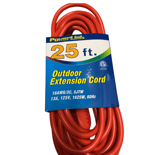 POWERLINK EXTENSION CORD OUTDOOR 15FT - W/ETL, SLEEVE, ORANGE, 16AWG /3C, SJTW-13AMP, 125V, 1625W 60HZ - MC009 MEGA