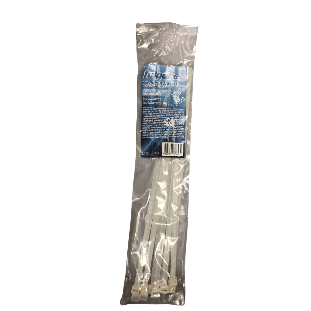 Fulgore Plastic Cable Ties (White) - These Zip Ties bundles your cables and wires together to keep them organized and prevent damage (10pcs) - FU1392 MEGA