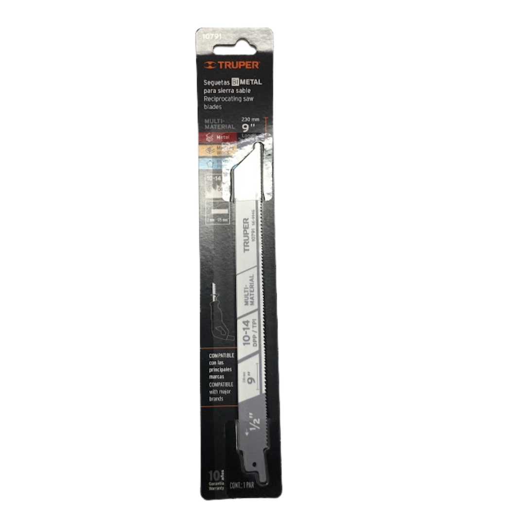 Truper 10791 9 inches Reciprocating Saw Blade 10-14TPI (2pk) MEGA