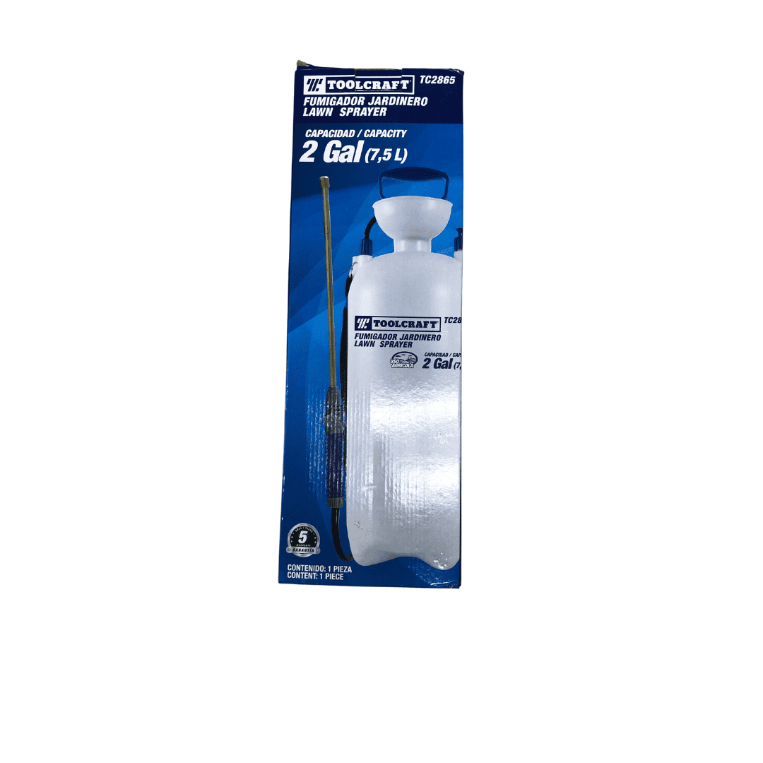 Toolcraft 1 & 2 Gallon Pump Pressure Garden Sprayer With Shoulder Strap - Lawn and Garden Pump Pressure Sprayer for Herbicides, Fertilizers, Mild Cleaning Solutions and Bleach - TC2865 / TC2864 MEGA