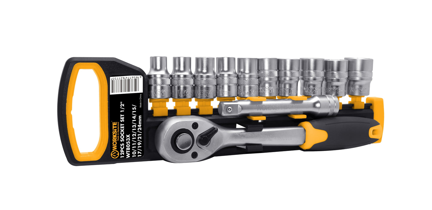 WORKSITE 1/2INCH SOCKET SET 12PCS- WT8053X Worksite Hand Tools
