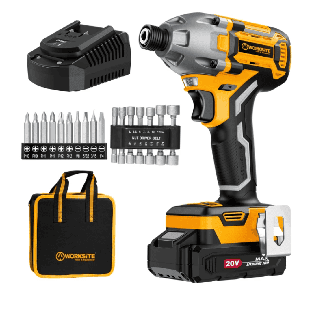 WORKSITE Brushless Cordless Impact Wrench 1/2 Inch 20V High Torque 4.0Ah Battery 280 ft-lbs(380 Nm) Impact Gun Tools No.CIW336 Worksite Power Tools