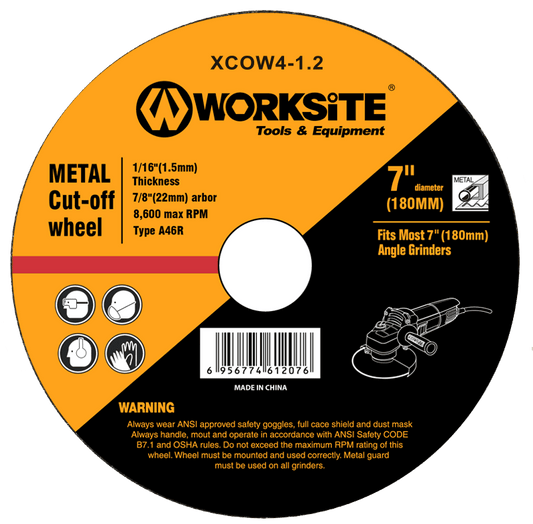Worksite Metal Cutting Disc, Cut Off Wheel Size: 4 1/2inches (115mm) - 1151.222.2mm XCOW412-1.2 Worksite Hand Tools