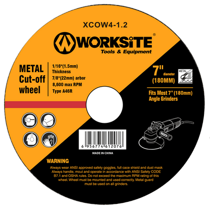 Worksite Metal Cutting Disc, Cut Off Wheel Size: 4 1/2inches (115mm) - 1151.222.2mm XCOW412-1.2