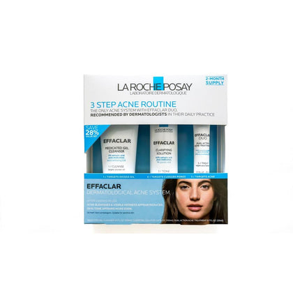 La Roche Posay 3-Step Acne Treatment. This comprehensive regimen deeply cleans, eliminates impurities, tonifies and directly attacks imperfections, promoting a clearer and healthier skin.-475509