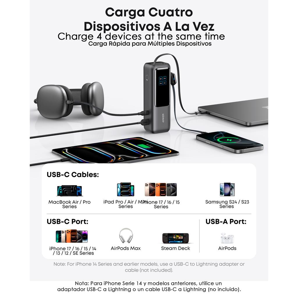 Anker Portable Charger with Integrated Retractable Cable-518408 ebuystt