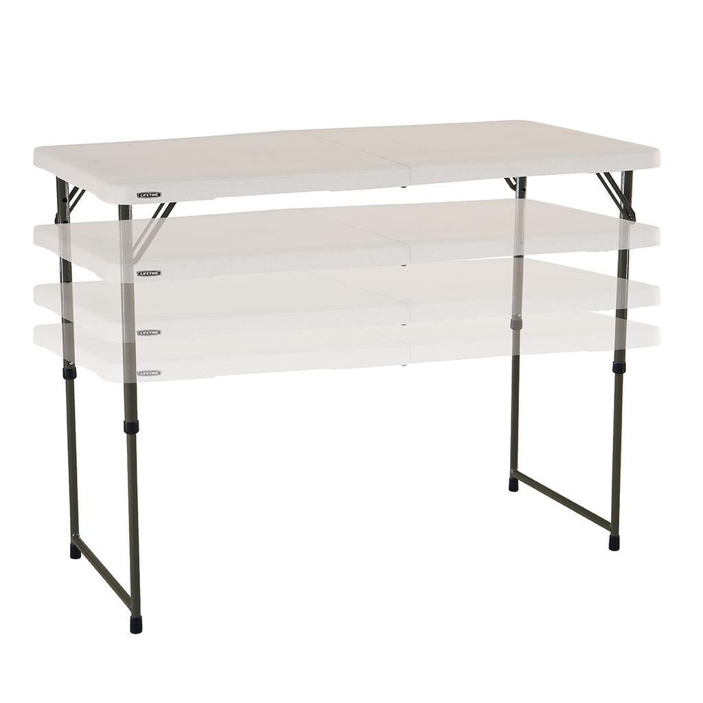 Lifetime Products Half Folding Commercial Table 122 cm x 61 cm x 91 cm / 48 inches x 24 inches x 36 inches Made for indoor and outdoor use.-4429 Ebuystt