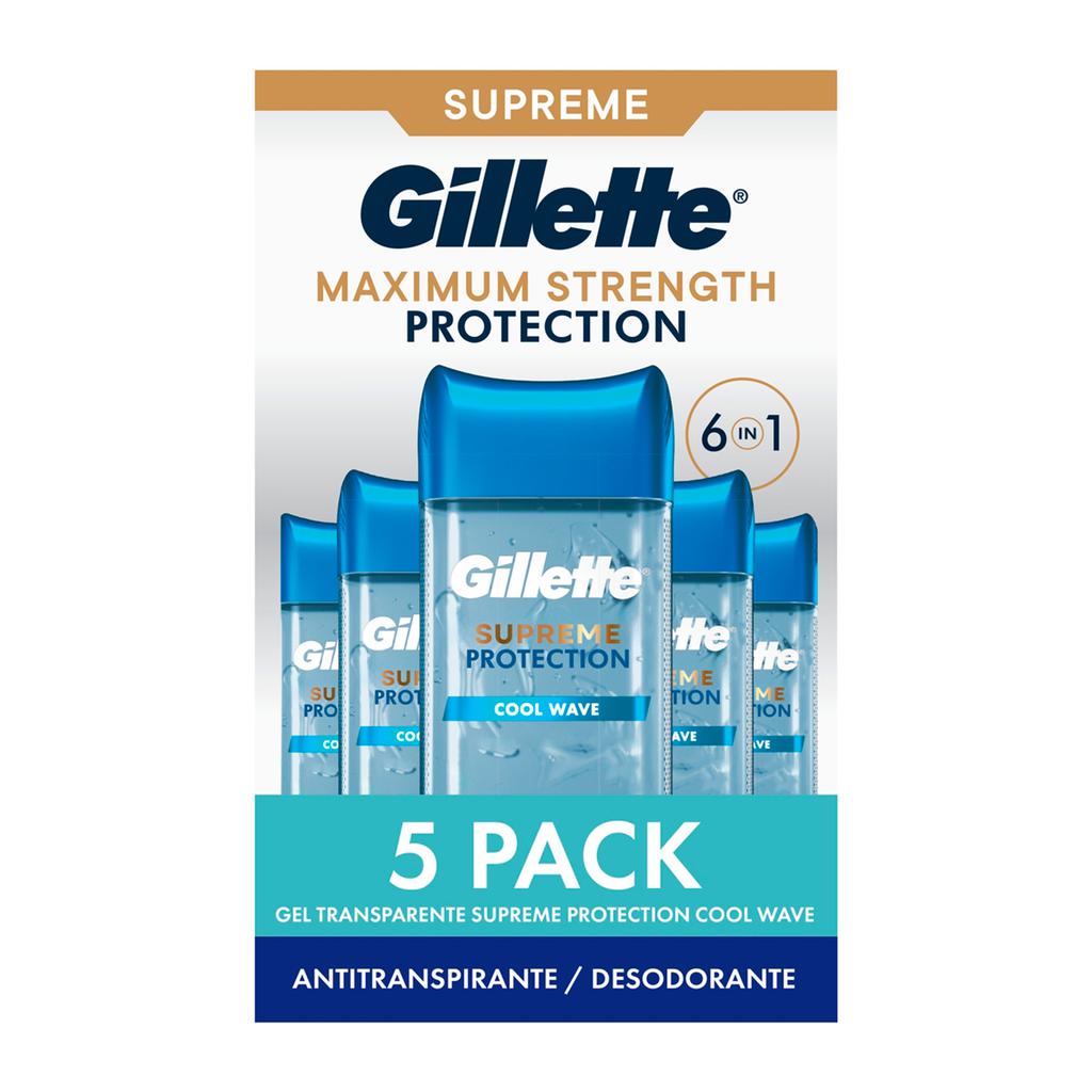 Gillette Cool Wave Men’s Antiperspirant and Deodorant Gel 5 Units / 107 g / 3.8 oz-419338 Hannah's Variety Store