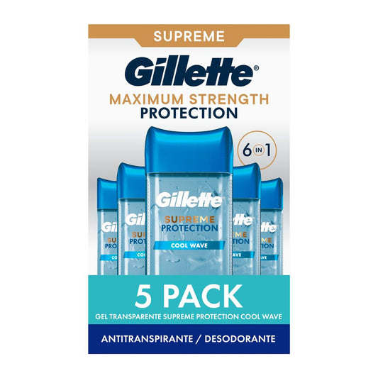 Gillette Cool Wave Men’s Antiperspirant and Deodorant Gel 5 Units / 107 g / 3.8 oz-419338 Hannah's Variety Store