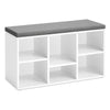 Luxhome White Shoe Rack Bench with Padded Seat and 6 Storage Compartments - 500015
