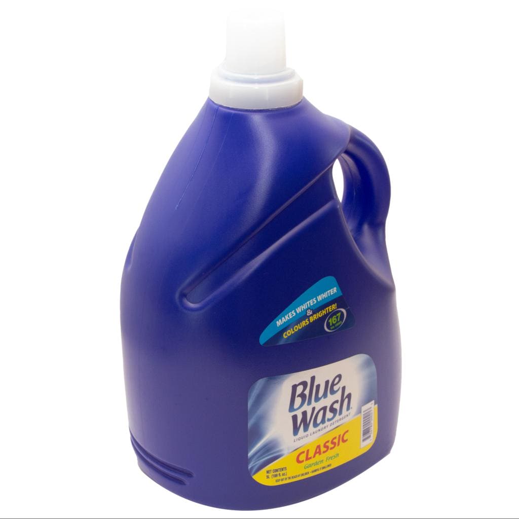 Blue Wash Laundry Detergent 5 L / 167 loads. Blue Wash liquid laundry is a dark blue, viscous liquid formulated with anionic and non-ionic surfactants, soil suspending agents and optical brighteners. -274075 EBUYSTT