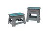 Brookstone Set of 2 Folding Step Stool. Set of 2 folding step stools. Folds flat for easy transport and convenient storage. Built in Handle, Textured Rubber Platform, Folds Flat.-411836
