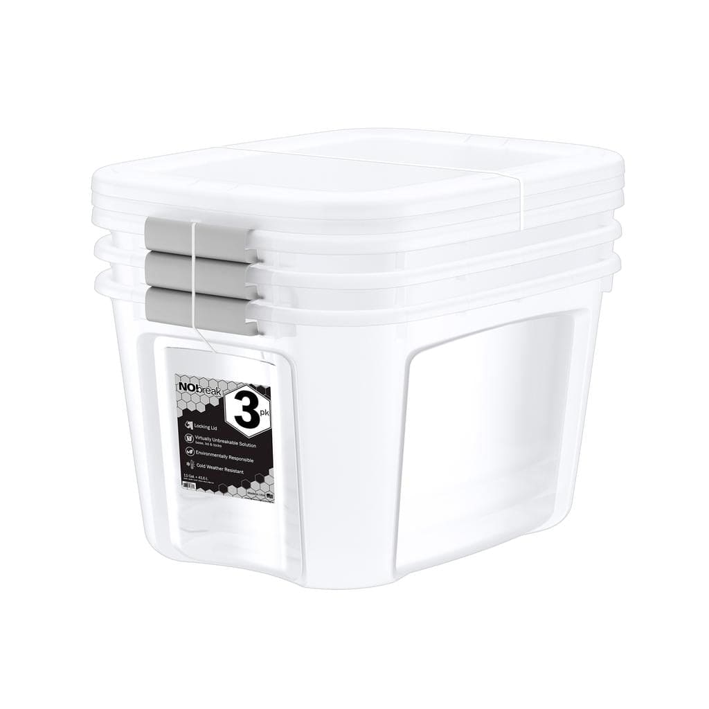 NO! Break Plastic Containers 3 Units / 41 Liter / 11 gallon Ideal to organize objects in your office, garage, tools, clothes and accessories.-467384 ebuystt