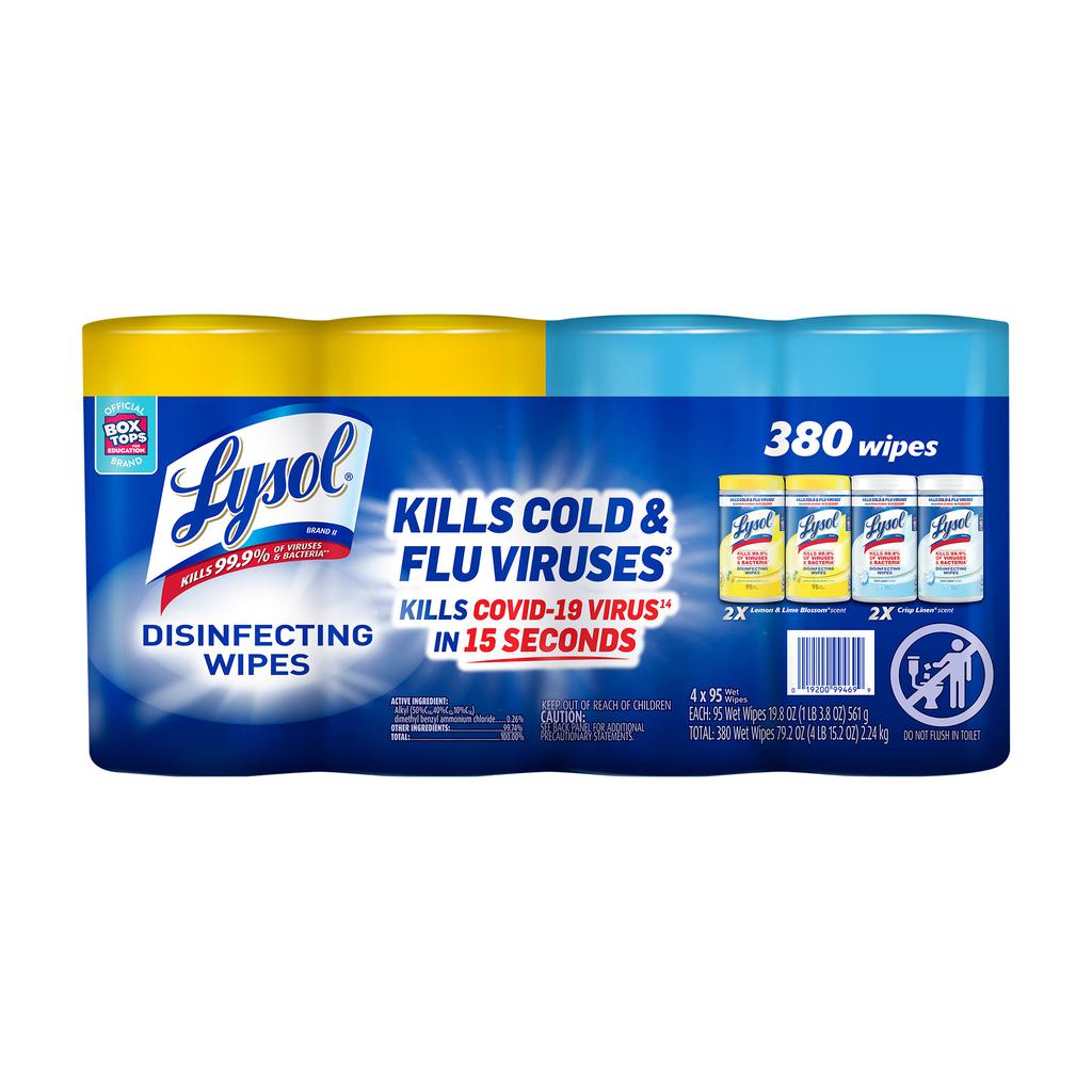 Lysol Virus and Bacteria Eliminating Disinfectant Wipes 4 Units / 95 Wipes-476239 ebuystt