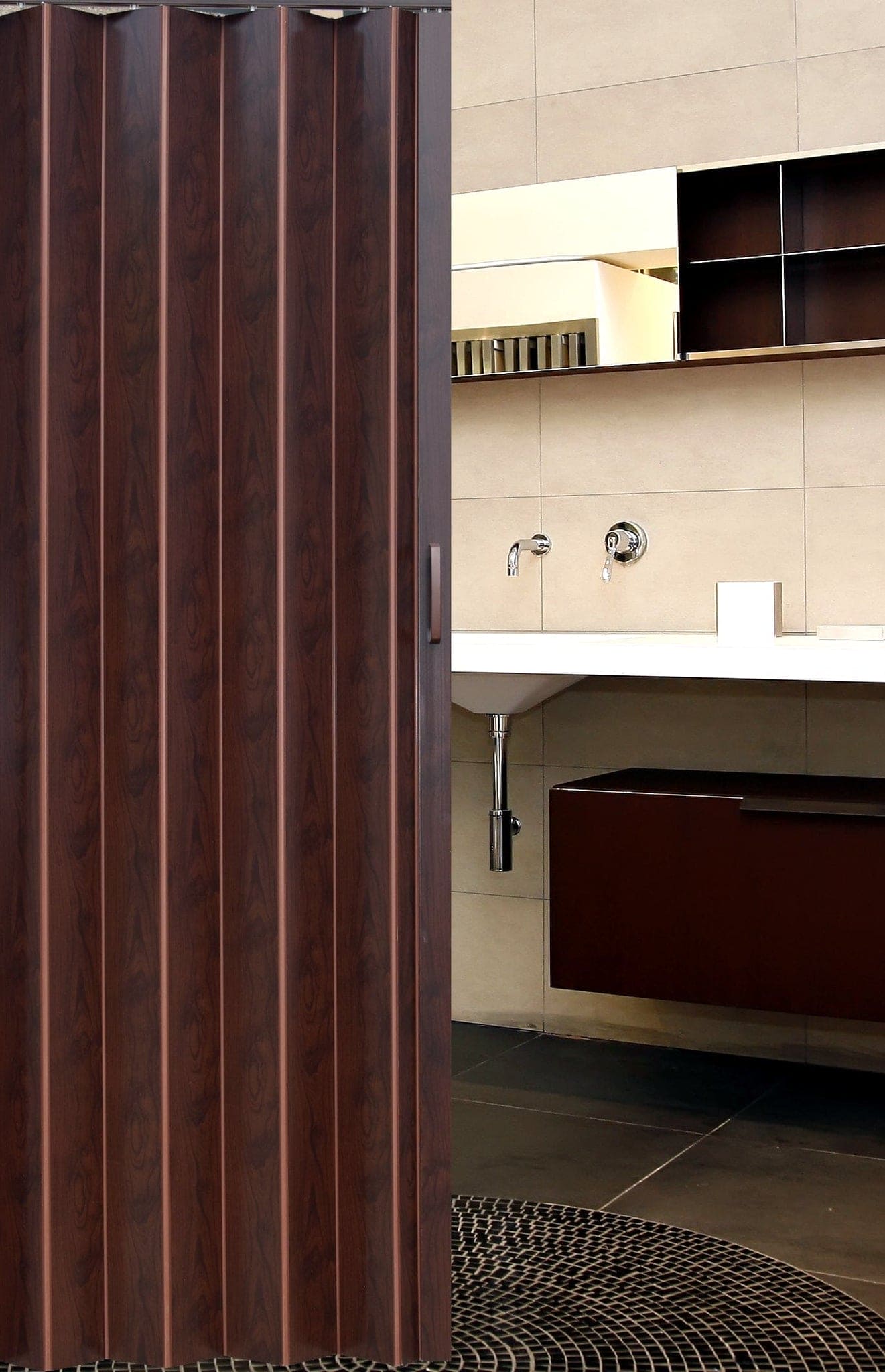Mega Luxe PVC Accordion Folding Door, suitable for any room in your home or office, Unique Design Saves Space:- Fits opening of 36-inches wide by 80-inches high Mega