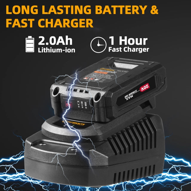 WORKSITE 20V Brushless Cordless Impact Driver 1/2 Inch  High Torque 300N.m Compact Handheld Variable Speed Electric Drivers-CIS336 Worksite Power Tools