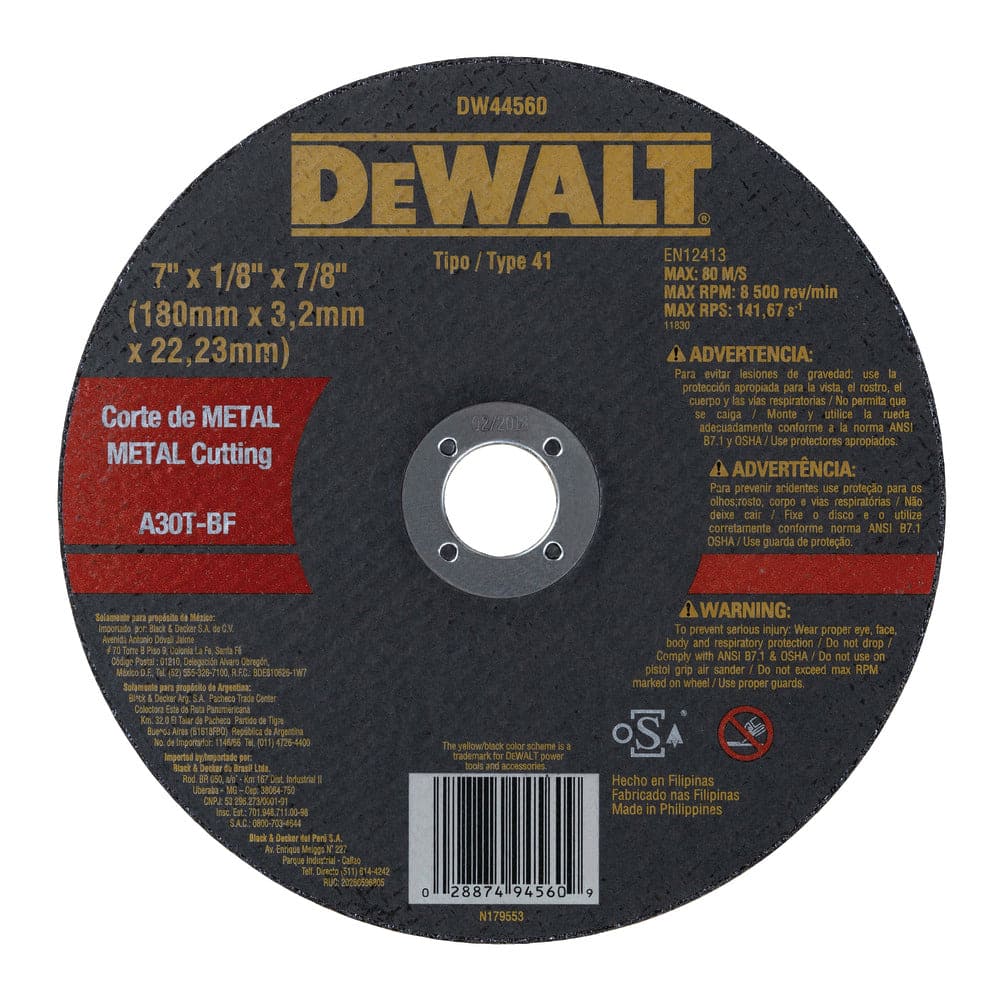 DEWALT 7 X 1/8 X 7/8 Inches Metal  Cutting Disc DIY projects, Building and Construction, -DW44560 ebuystt