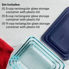 Pyrex Simply Store 6-Piece Rectangular Glass Food Storage Set - 07116004023 Pie's Variety Store