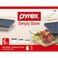 Pyrex Simply Store 6-Piece Rectangular Glass Food Storage Set - 07116004023 Pie's Variety Store