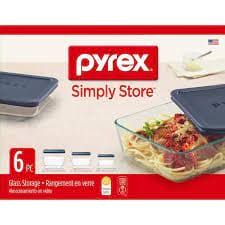 Pyrex Simply Store 6-Piece Rectangular Glass Food Storage Set - 07116004023 Pie's Variety Store