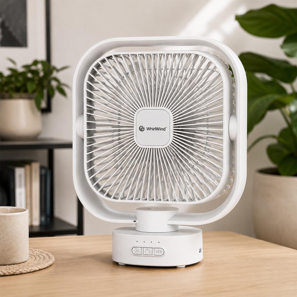 Whirlwind 2-in-1 Rechargeable Desk Fan and Lamp-524337 ebuystt