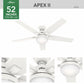 Hunter White Ceiling Fan with LED Light 132 cm / 52 inches - 502197 ebuystt