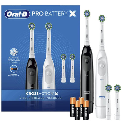 Oral B Power brush Pro Battery Black and White Set 2 Pieces-452349