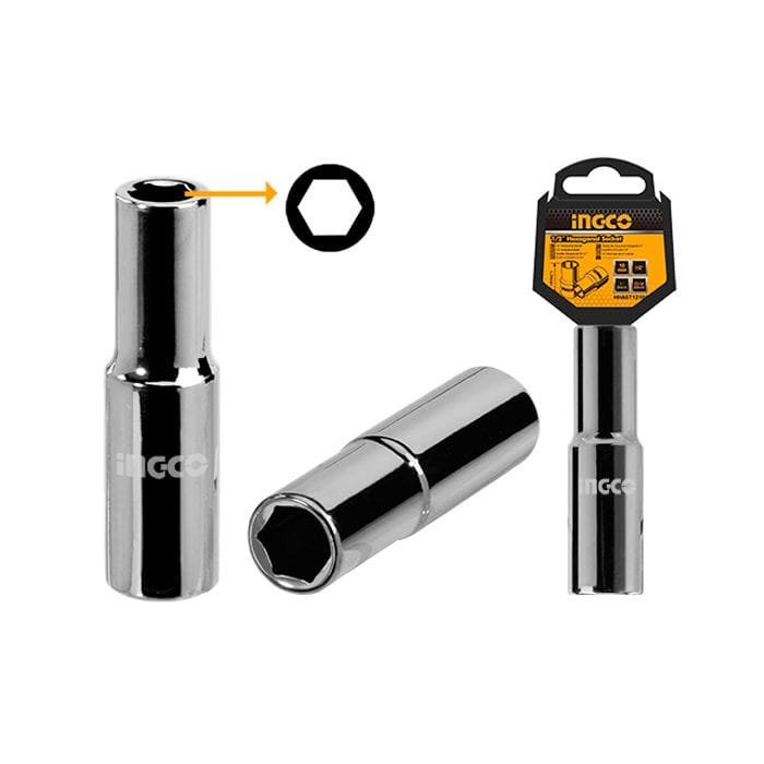 Ingco, Hexagon, 21MM, 6 Point Deep Socket Set, 1/2", Black and Nickel - ING1712 MEGA
