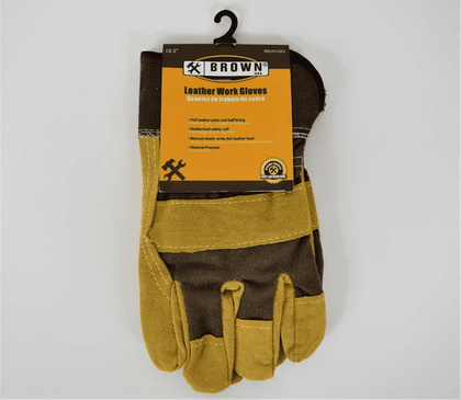 Brown Leather Work Glove Split Cow,  for Heavy Duty, Truck Driving, Warehouse, Gardening & Farming -Glove 005