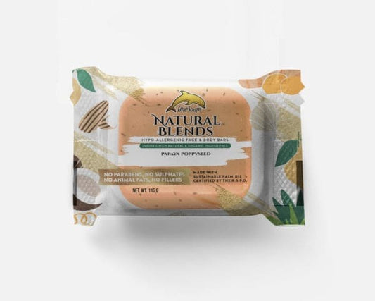Fine Soaps Papaya and Poppyseed Natural Blends Face and Body Bar 3x115G - FSPNPNBFBB3115 EBUYSTT