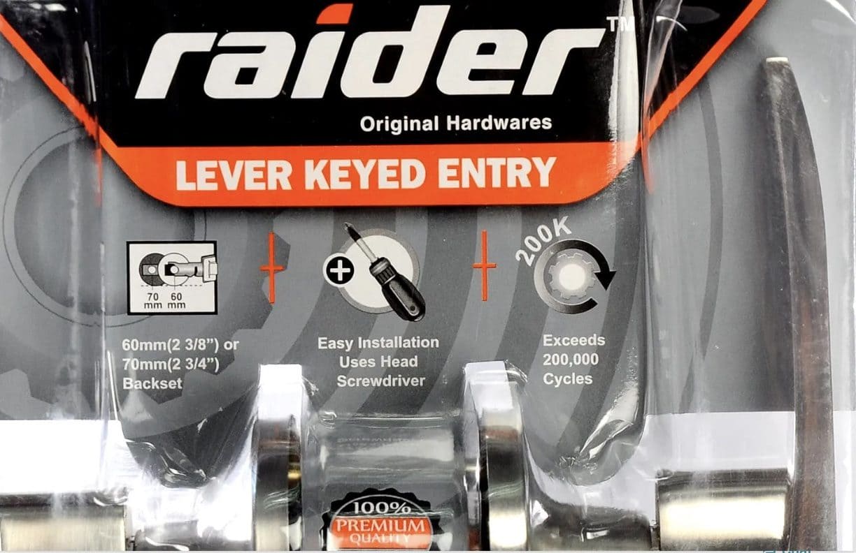 RAIDER Tubular Door Lever Lockset 6841 Stainless Steel (SS) for Office or Front Door MEGA