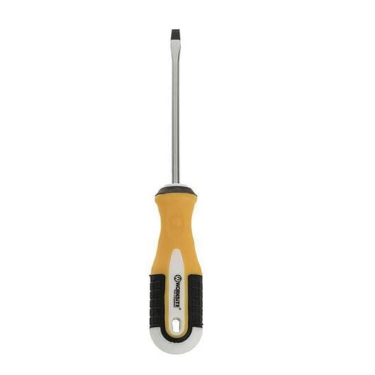 Worksite Flat Head Screwdriver 5 * 100 Made of Highly Durable CR-V Steel, Black Magnetic Head, Non Slip TPR Handle, Rust Resistant Finish. WT5020 Worksite Hand Tools