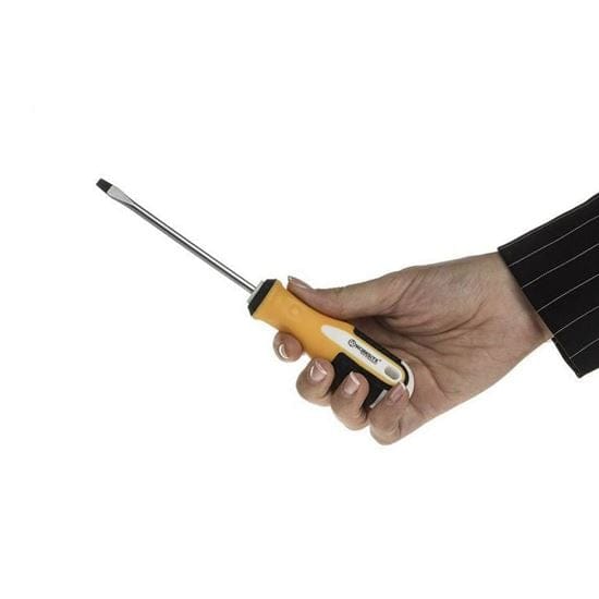 Worksite Flat Head Screwdriver 5 * 100 Made of Highly Durable CR-V Steel, Black Magnetic Head, Non Slip TPR Handle, Rust Resistant Finish. WT5020 Worksite Hand Tools