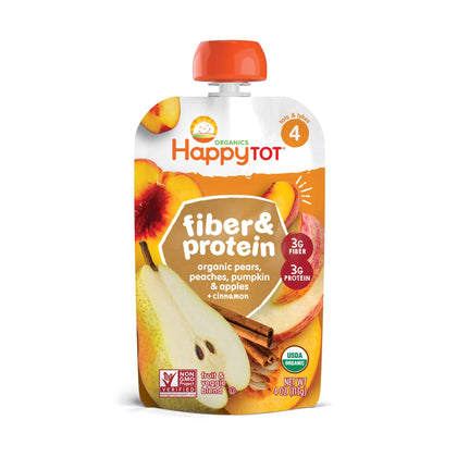 Happy Tot Organics Pears, Peaches, Pumpkin & Apples + Cinnamon/Apples, Guavas & Beets Toddler Pouch 113G 4oz  a yummy snack with the extra nutrition that your tot needs-81957301172