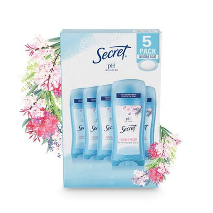 Secret Invisible Solid Deodorant for Women 5 Units / 2.1 oz With a unique pH-balanced formula that works with your body’s natural chemistry, this Secret antiperspirant and deodorant provides long-lasting and reliable 24-hour-418655